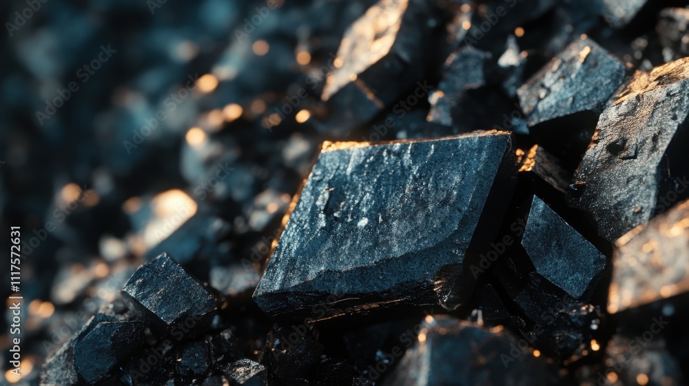 Dark, Glittering Mineral Crystals Close-Up. Dark, Glittering Mineral Crystals Close-Up.