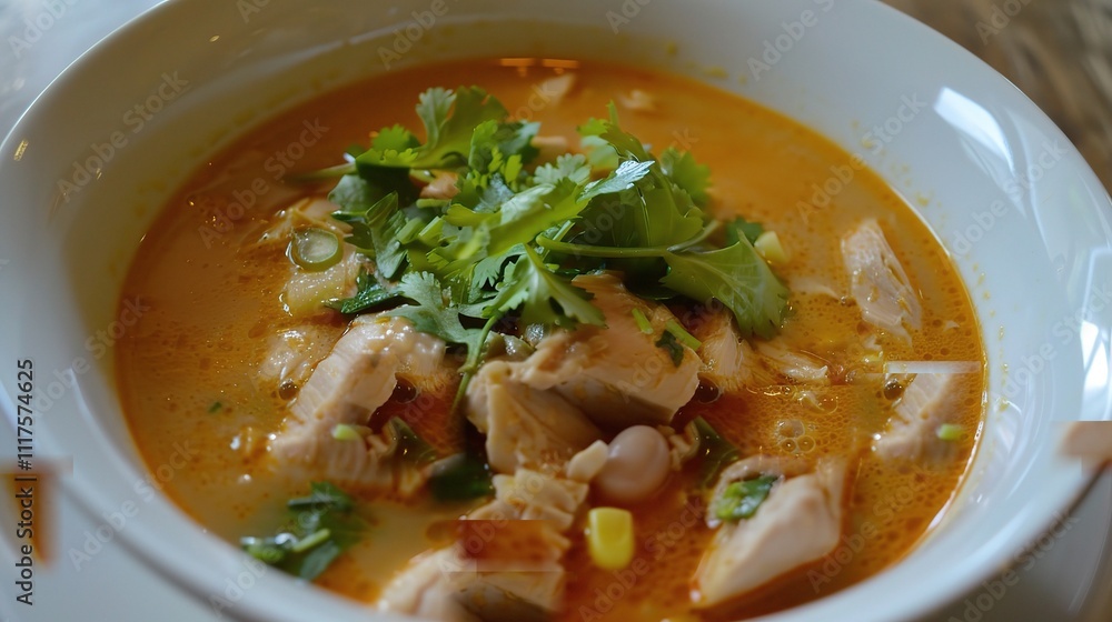 Chicken, Corn, Red and White Soup, Hearty and Flavorful Blend, a Comforting Bowl of Goodness Chicken, Corn, Red and White Soup, Hearty and Flavorful Blend, a Comforting Bowl of Goodness