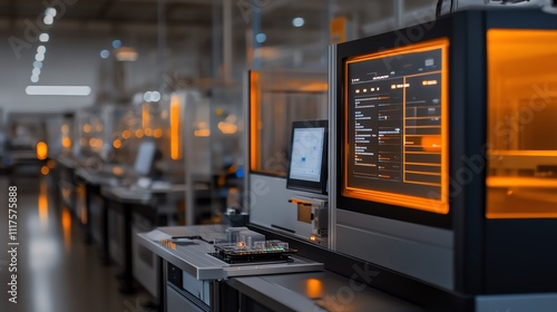 A plasma etching station for intricate designs on metal surfaces, surrounded by safety enclosures photo