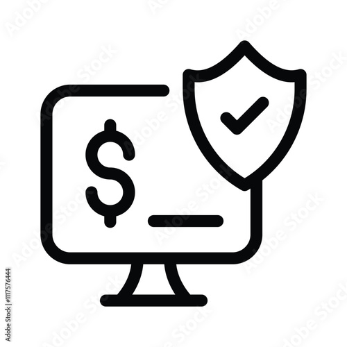 A shield icon symbolizing protection, cybersecurity, and safe transactions