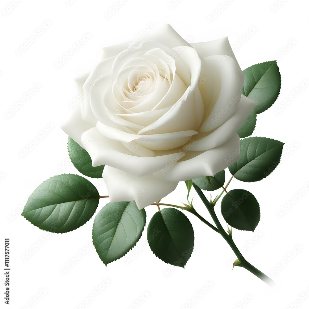 Fototapeta premium White Flowers Isolated on White Background – Timeless Floral Imagery