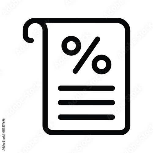 A sheet with a percentage symbol, for rates or analytics