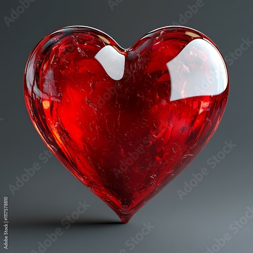 Red heart on a dark background.  photo