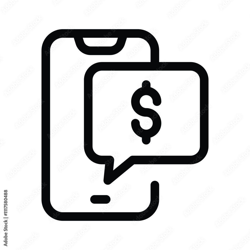A phone with a dollar icon, representing mobile banking or payments A phone with a dollar icon, representing mobile banking or payments