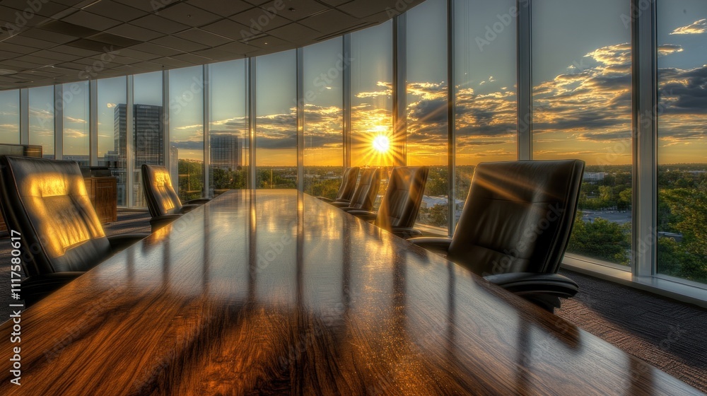 Sunset view from a modern conference room Sunset view from a modern conference room