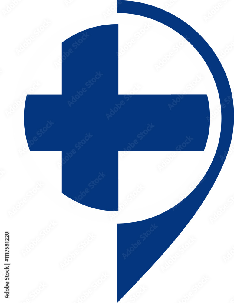 Obraz premium Map Icon Inside Finland Flag