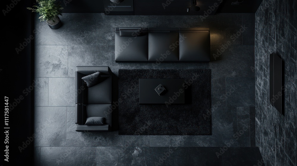 Modern Dark Living Room Interior Design with Black Furniture Modern Dark Living Room Interior Design with Black Furniture