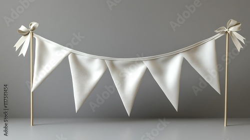 Elegant White Triangular Bunting Banner. photo