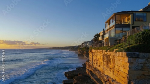 Coastal Homes at Sunrise Oceanside Cliffs