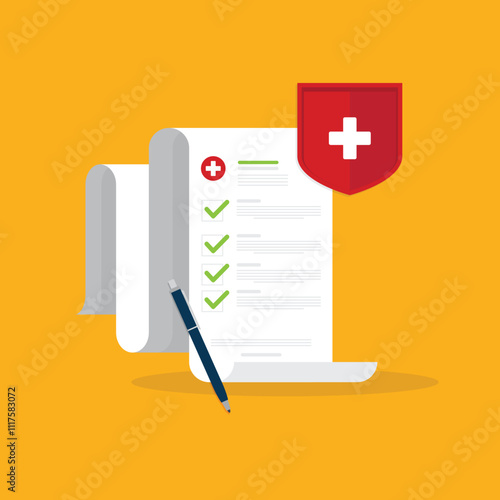 Health insurance protection. Healthcare concept. Vector illustration flat design style	