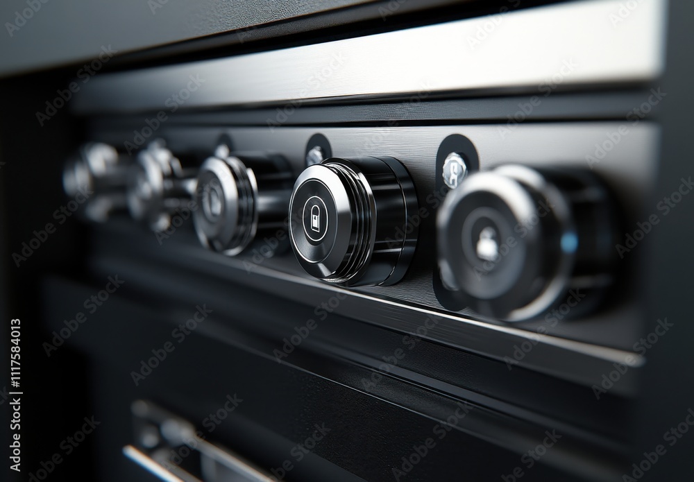 High-Quality Close-Up of Modern Kitchen Appliance Control Panel with Sleek Metal Knobs for Home Cooking and Culinary Enthusiasts High-Quality Close-Up of Modern Kitchen Appliance Control Panel with Sleek Metal Knobs for Home Cooking and Culinary Enthusiasts