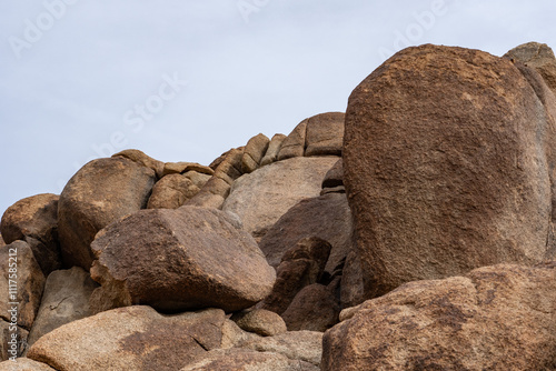 Mesozoi Plutonic Rocks, Gray biotite - rich granodiorite to quartz diorite. granite. Cottonwood Mountains . Colorado Desert section of the Sonoran Desert. Joshua Tree National Park, California.    photo