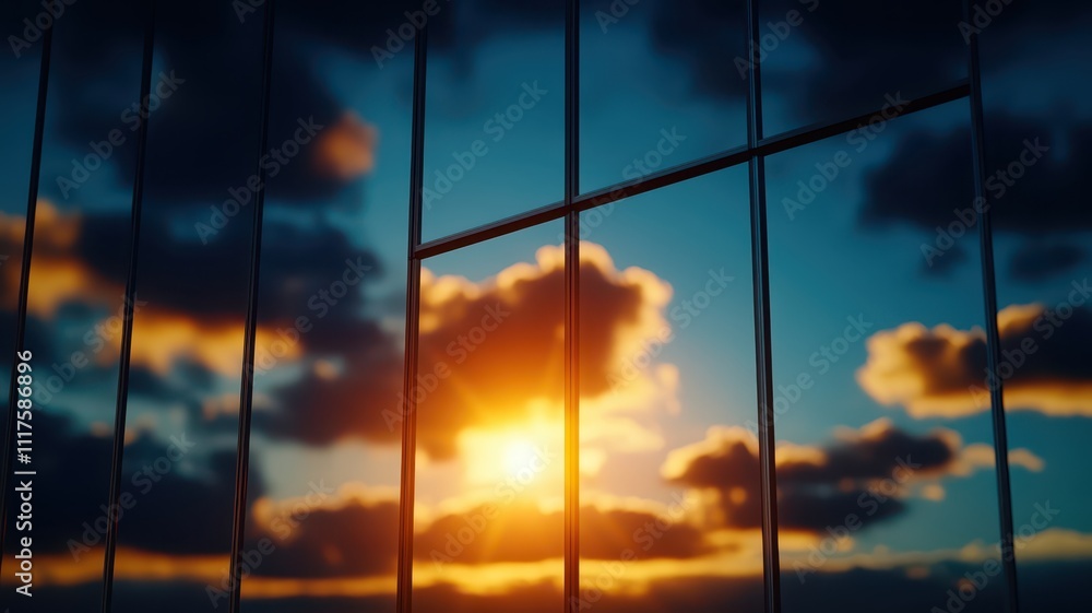 Fototapeta premium A serene sunset viewed through vertical bars, creating a contrast between freedom and confinement.