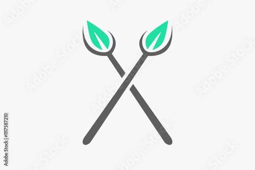Cross leaf spear logo vector