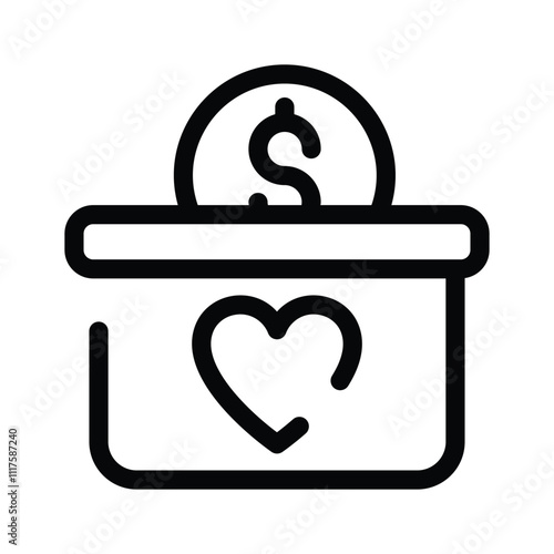 A donation box with a heart and a dollar symbol, representing charitable giving