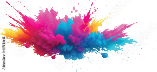 Multicolor powder explosion on White background. Colored cloud. Colorful dust explode. Paint Holi. colorful rainbow Holi paint color powder explosion with bright colors isolated white background.	