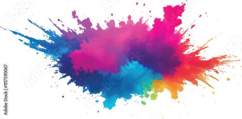 Multicolor powder explosion on White background. Colored cloud. Colorful dust explode. Paint Holi. colorful rainbow Holi paint color powder explosion with bright colors isolated white background.	