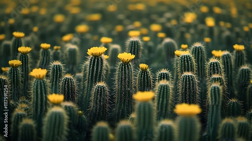 A Field of Blooming Cacti Under the Desert Sun: A Stunning Display of Nature's Resilience