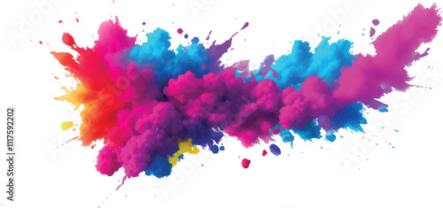 Multicolor powder explosion on White background. Colored cloud. Colorful dust explode. Paint Holi. colorful rainbow Holi paint color powder explosion with bright colors isolated white background.	