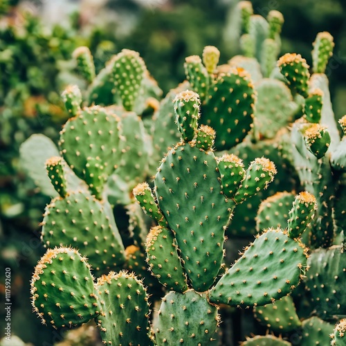 A Lush Green Cactus Garden: Prickly Pear Paradise photo