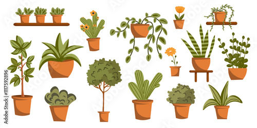 Design elements flowers, flowers in pots