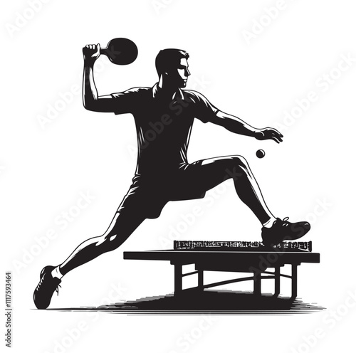 table tennis silhouette vector illustration