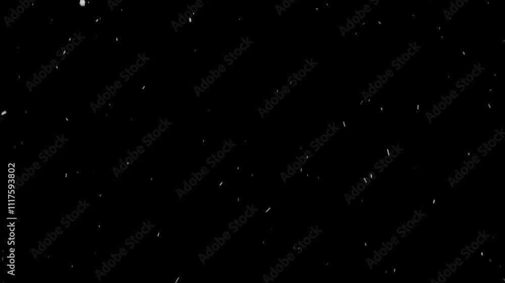 Realistic light snowfall overlay, cozy winter falling effect on a black background