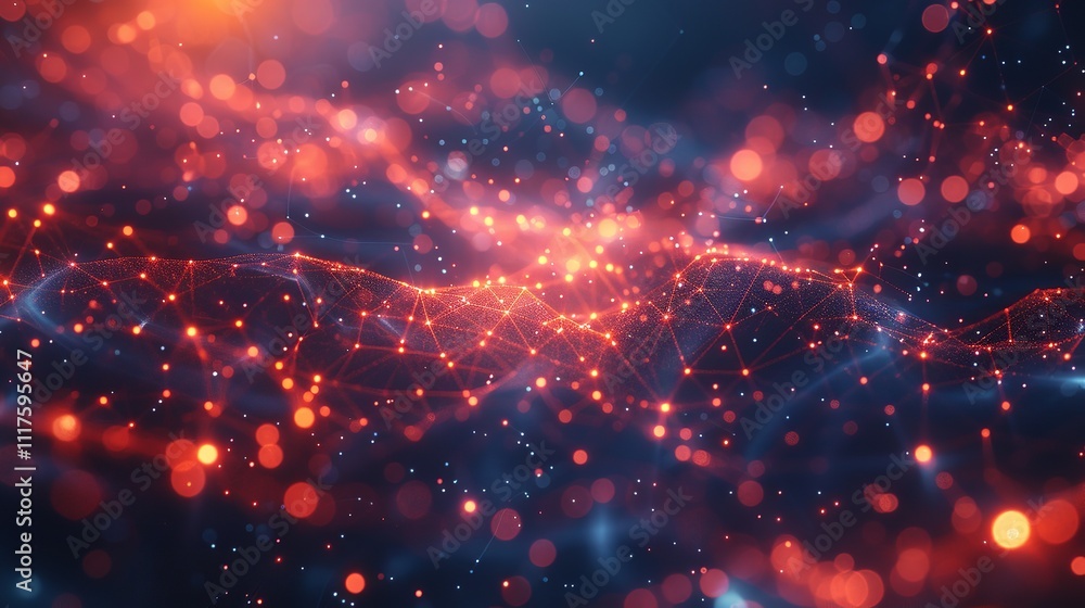 Abstract tech background with illuminated fiber optic connections, quantum computing network system. Abstract tech background with illuminated fiber optic connections, quantum computing network system.