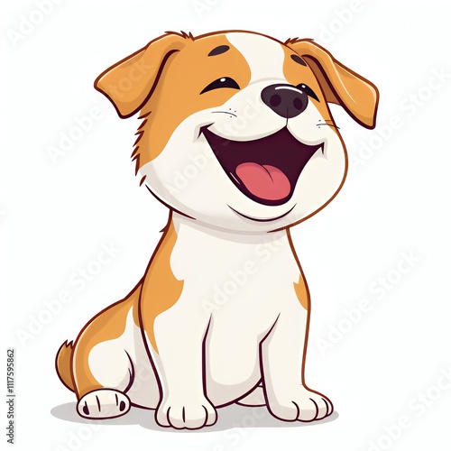 cartoon dog sitting and smiling with open mouth.