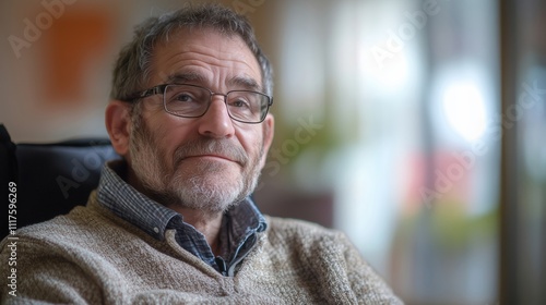 Portrait of confident senior professor wearing glasses and looking thoughtful