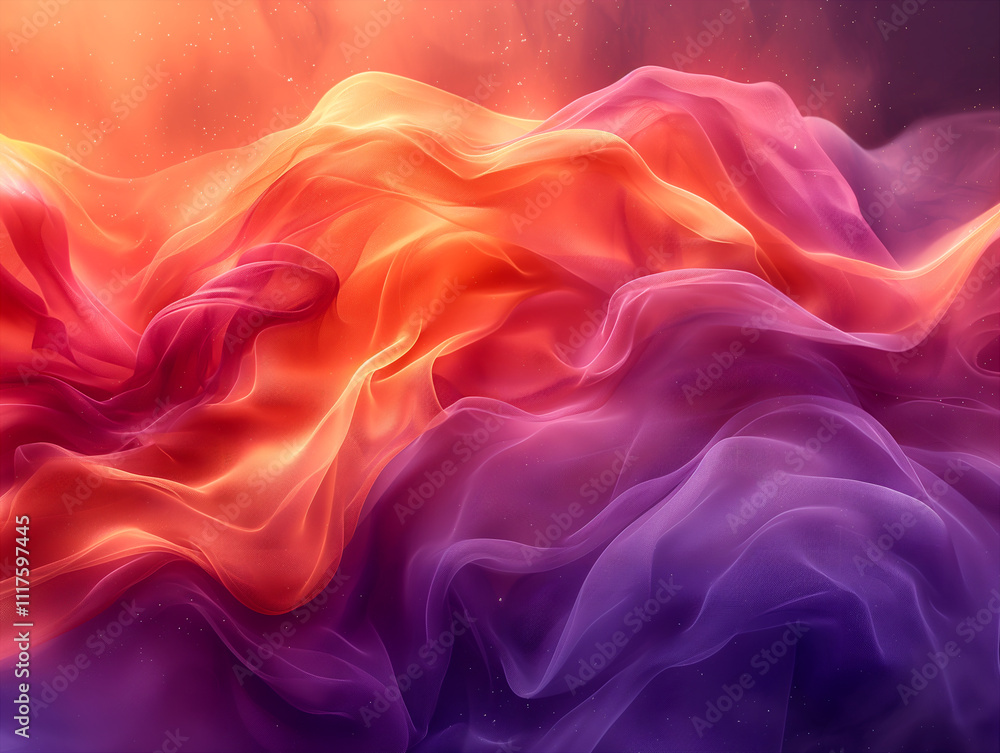 Vibrant orange and purple waves art created with generative AI Vibrant orange and purple waves art created with generative AI