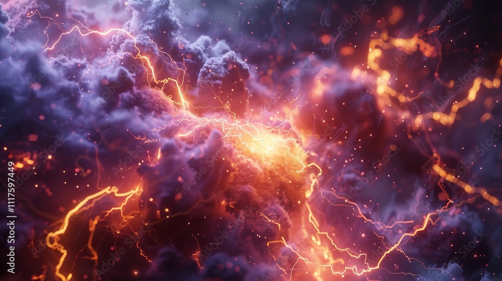 Abstract fractal lightning background with mesmerizing glowing lines on a captivating dark backdrop. Abstract fractal lightning background with mesmerizing glowing lines on a captivating dark backdrop.