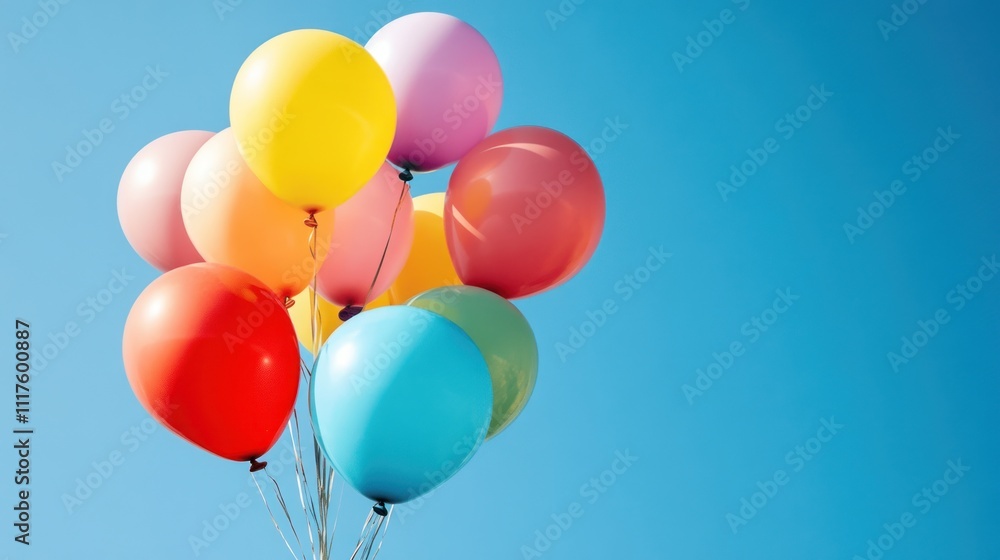 Colorful Balloons Floating Against a Blue Sky Colorful Balloons Floating Against a Blue Sky