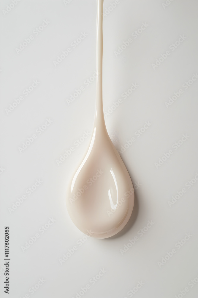 A drop of white cream in its natural form, depicted as a smooth, vibrant cream color liquid, spredded over a clean white background. A drop of white cream in its natural form, depicted as a smooth, vibrant cream color liquid, spredded over a clean white background.