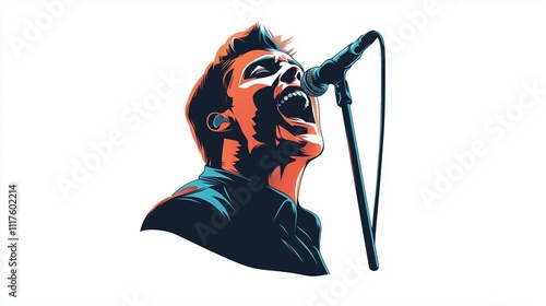 A singer sings into a microphone 2D logo on a white background