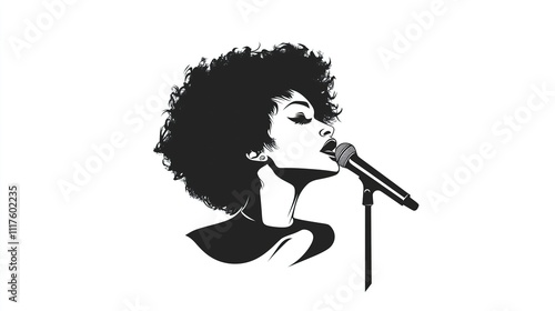 A singer sings into a microphone 2D logo on a white background