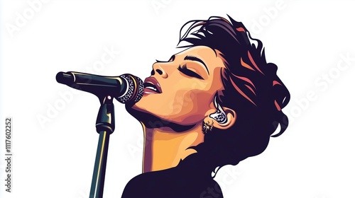 A singer sings into a microphone 2D logo on a white background