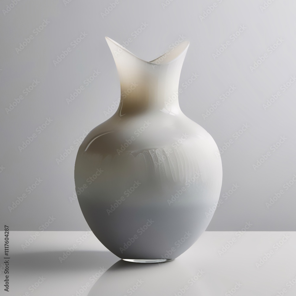 Glass Echoing Stone Vase Sculpture with Smooth Gray to Stone White Gradient and Intricate Etchings, Generative AI Glass Echoing Stone Vase Sculpture with Smooth Gray to Stone White Gradient and Intricate Etchings, Generative AI