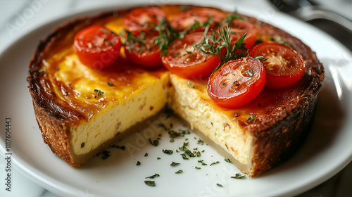 Savory Quiche with Cherry Tomatoes and Herbs