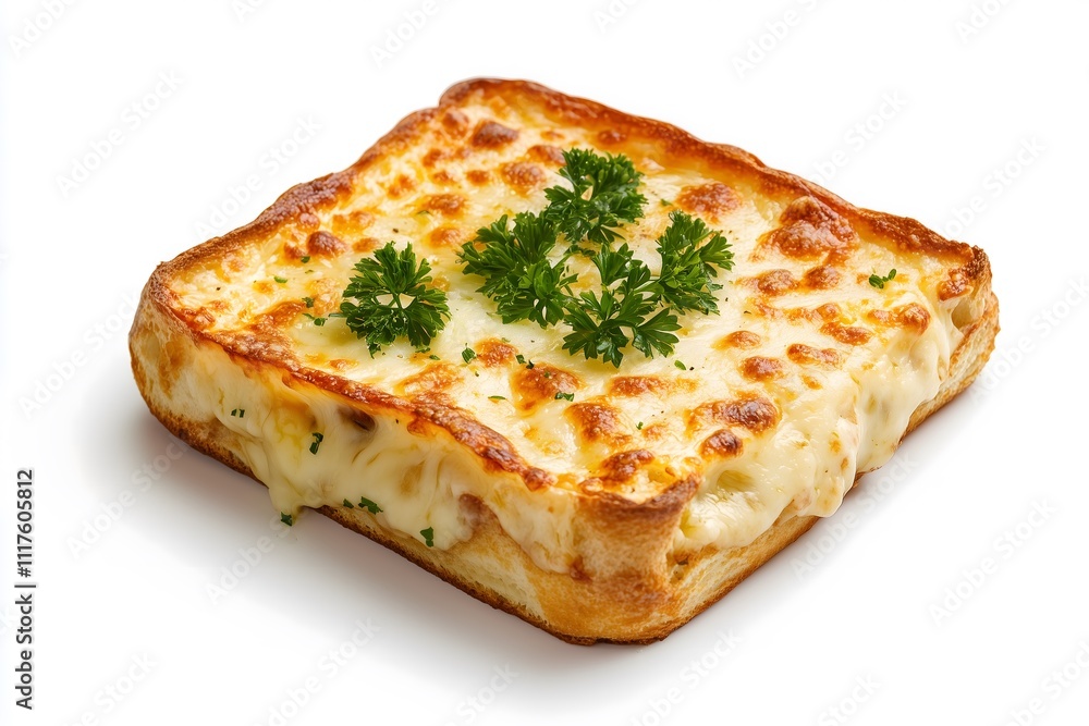 A simple croque monsieur isolated on a white background A simple croque monsieur isolated on a white background