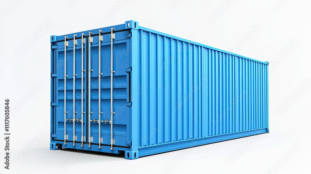 A light blue shipping container isolated on white. A light blue shipping container isolated on white.
