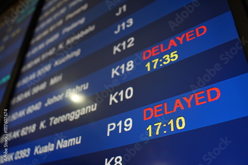 Flight Departure Board Showing Delays at the Airport