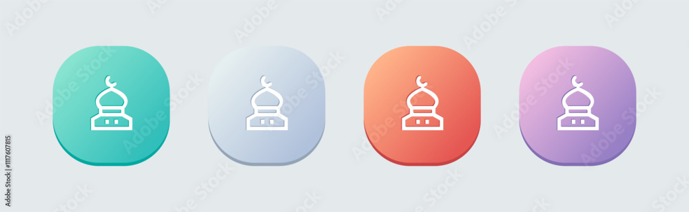 Mosque line icon in flat design style. Islam signs vector illustration. Mosque line icon in flat design style. Islam signs vector illustration.