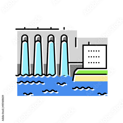 hydro station hydroelectric power color icon vector. hydro station hydroelectric power sign. isolated symbol illustration