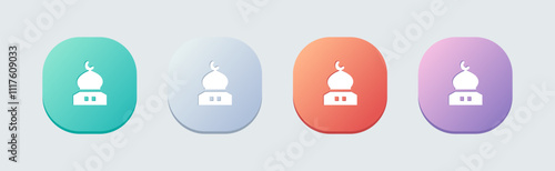 Mosque solid icon in flat design style. Islam signs vector illustration.