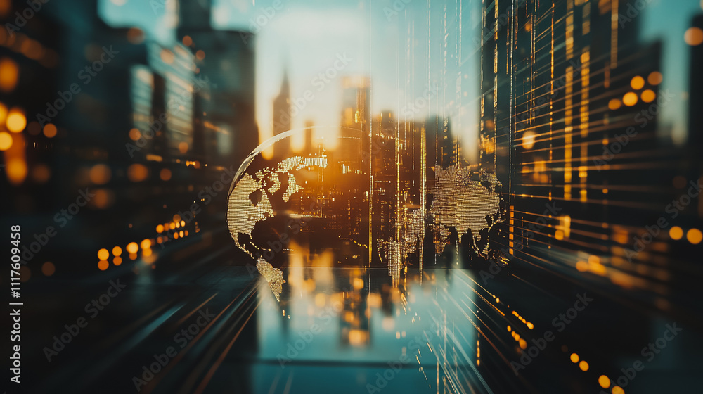 Fototapeta premium Abstract business Financial charts show a significant increase in profits in the stock market.This is driven by higher interest rates and continued growth. In the innovation world network of financial
