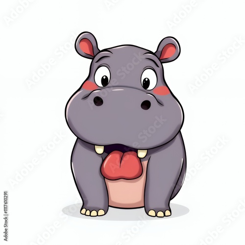 cartoon hippo with tongue sticking out and tongue out. photo