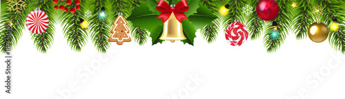 Cristmas Fir Tree And Holly Berry And Toys