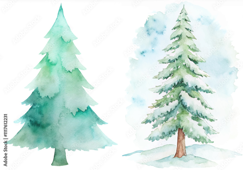 Obraz premium Two trees, one is green and the other is white