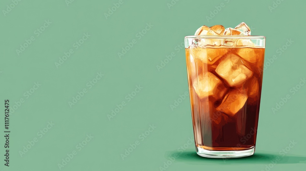 Iced Coffee in a Glass with Ice Cubes Iced Coffee in a Glass with Ice Cubes